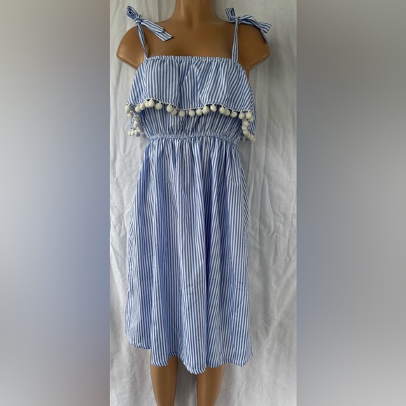 NWT IFFEI Women Striped Straps Sundress Summer Dress Waisted With Tassels size M - Picture 1 of 8